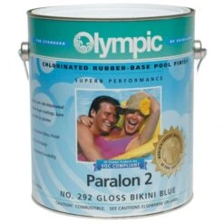 Olympic Paralon 2 Chlorinated Rubber-Base Pool Finish 1 Gallon, Bikini Blue