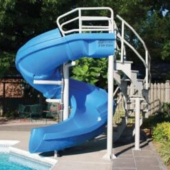 SR Smith Vortex Pool Slide, Half Tube With Ladder, Blue