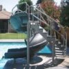 SR Smith Vortex Pool Slide, Full Tube With Ladder, Gray 1 SR Smith Vortex Pool Slide, Full Tube With Ladder, Gray -Harris Shop 5033 c sq
