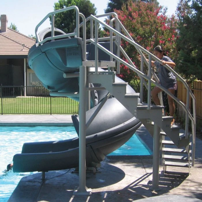 SR Smith Vortex Pool Slide, Half Tube With Staircase, Gray 3 SR Smith Vortex Pool Slide, Half Tube With Staircase, Gray